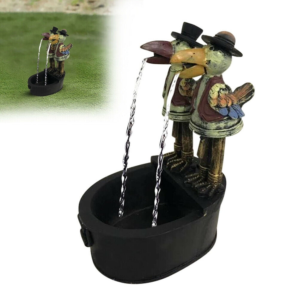 Kqiang 1X Outdoor Yard Crow Water Fountain Garden Art Decor Pressure