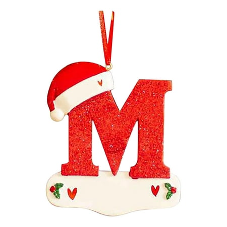 

Fuieoe Clearance Christmas Decorations Outdoor Yard Christmas Little Red Hat Letter Pendant DIY Writable Name 26 Letter Pendant