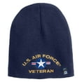 thumbnail image 5 of U.S. Airforce Veteran with Roundel Symbol Embroidered 8 Inch Solid Knit Short Beanie Made in USA - Navy OSFM, 5 of 5