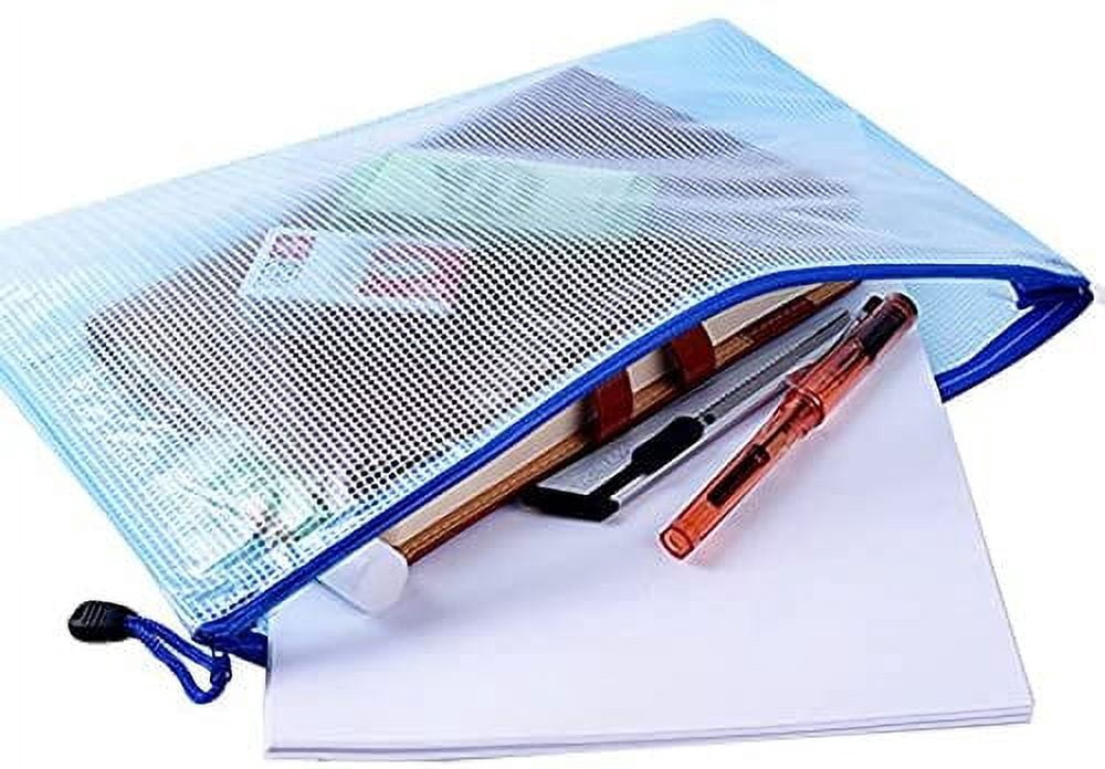 10pcs Mesh Zipper Pouch Zipper File Bags, Puzzle Project Bags for Cross Stitch and Organizing Storage, Letter Size A4 Size for Travel, School, Board Games and Office Supplies