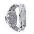 thumbnail image 4 of Blue Face Dial Solitaire 14K White Gold Tone Simulated Diamond Water Resistance Steel Back Metal Band Watch 40mm, 4 of 5