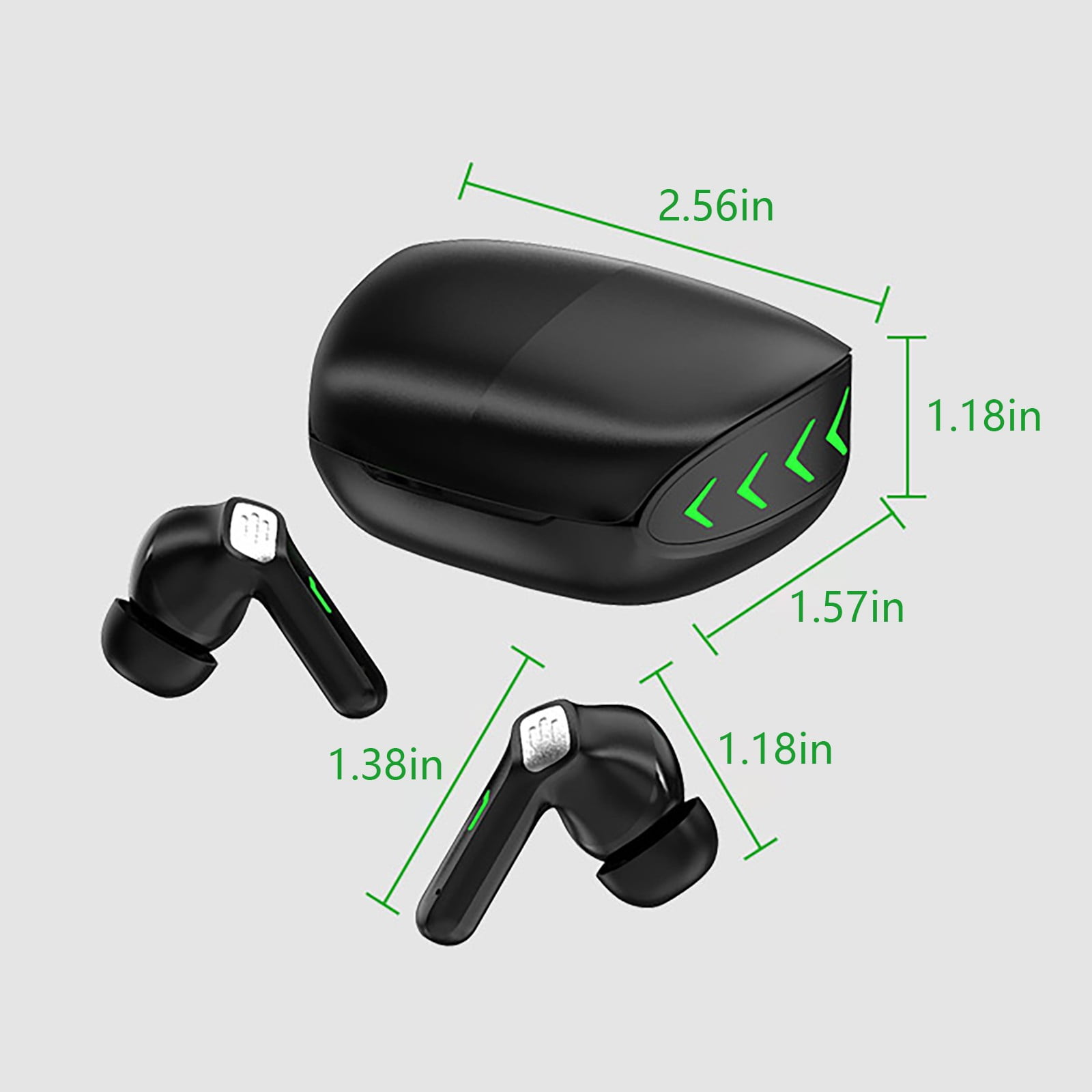 Oggfader Wireless Earbuds Wireless Earbuds Bluetooth Gaming Headphones With Microphone High Sensitivity In Ear Headset With Game/Music Mode Breathing Black