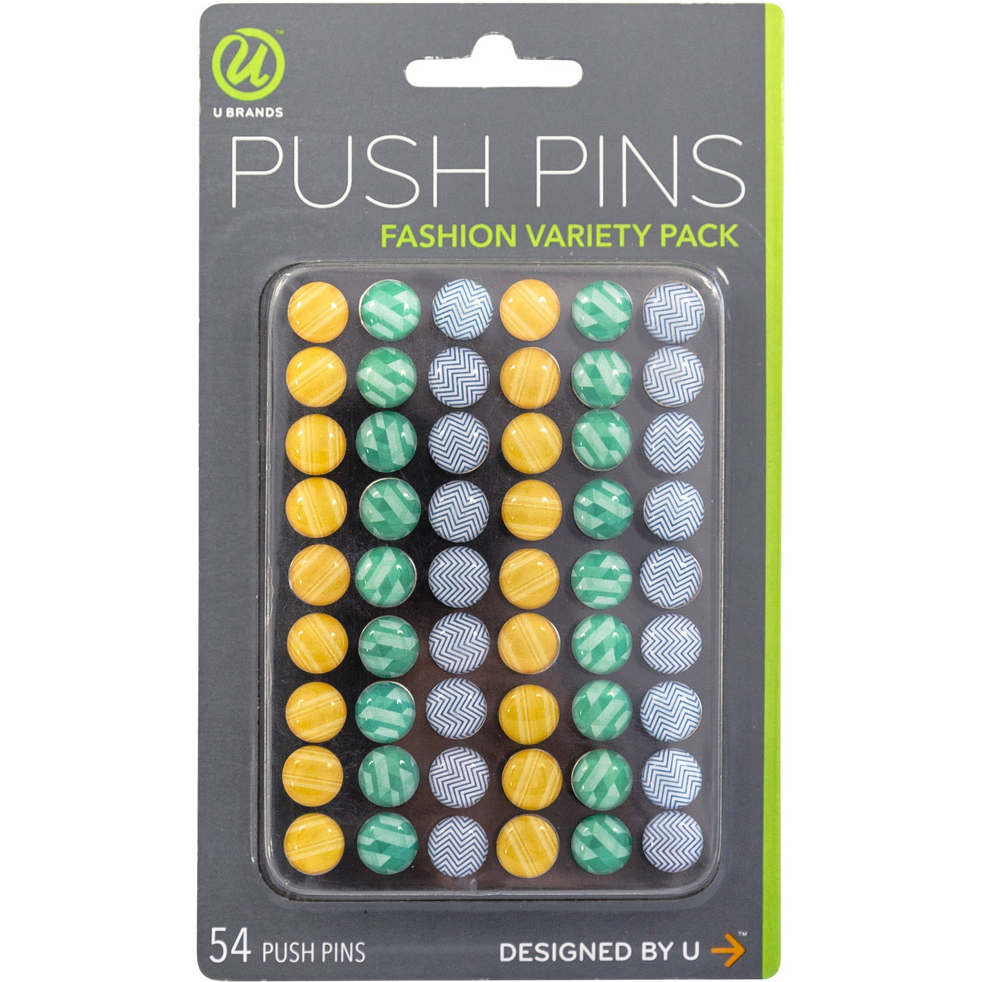 U Brands Push Pins Standard-Walnut, 20/Pkg