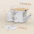 thumbnail image 2 of CoSoTower Kitchen Island Cart, Portable Kitchen Island Table with Charging Station, Rubber Wood Drop Leaf, Trash Storage, White, 2 of 7