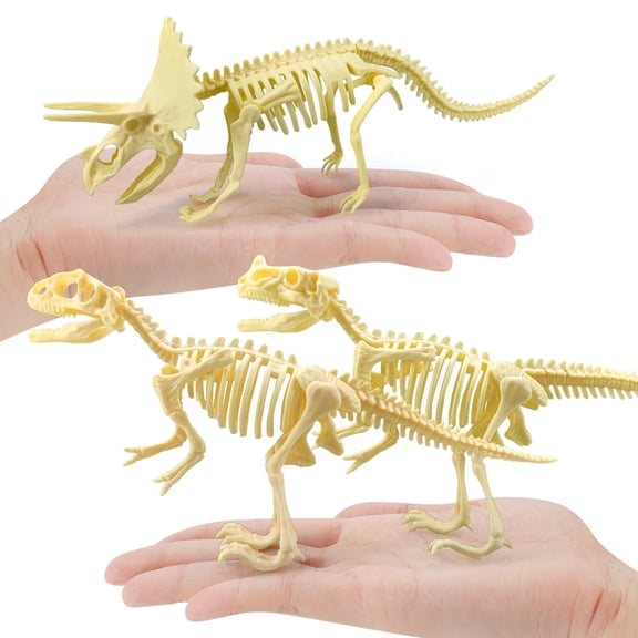 Happy Date 7Pcs/Set Dinosaur Fossil Skeleton Assorted Figures Dino Bones - for Science Play, Dino Sand Dig, Party Favor, Decorations and Stocking Stuffer