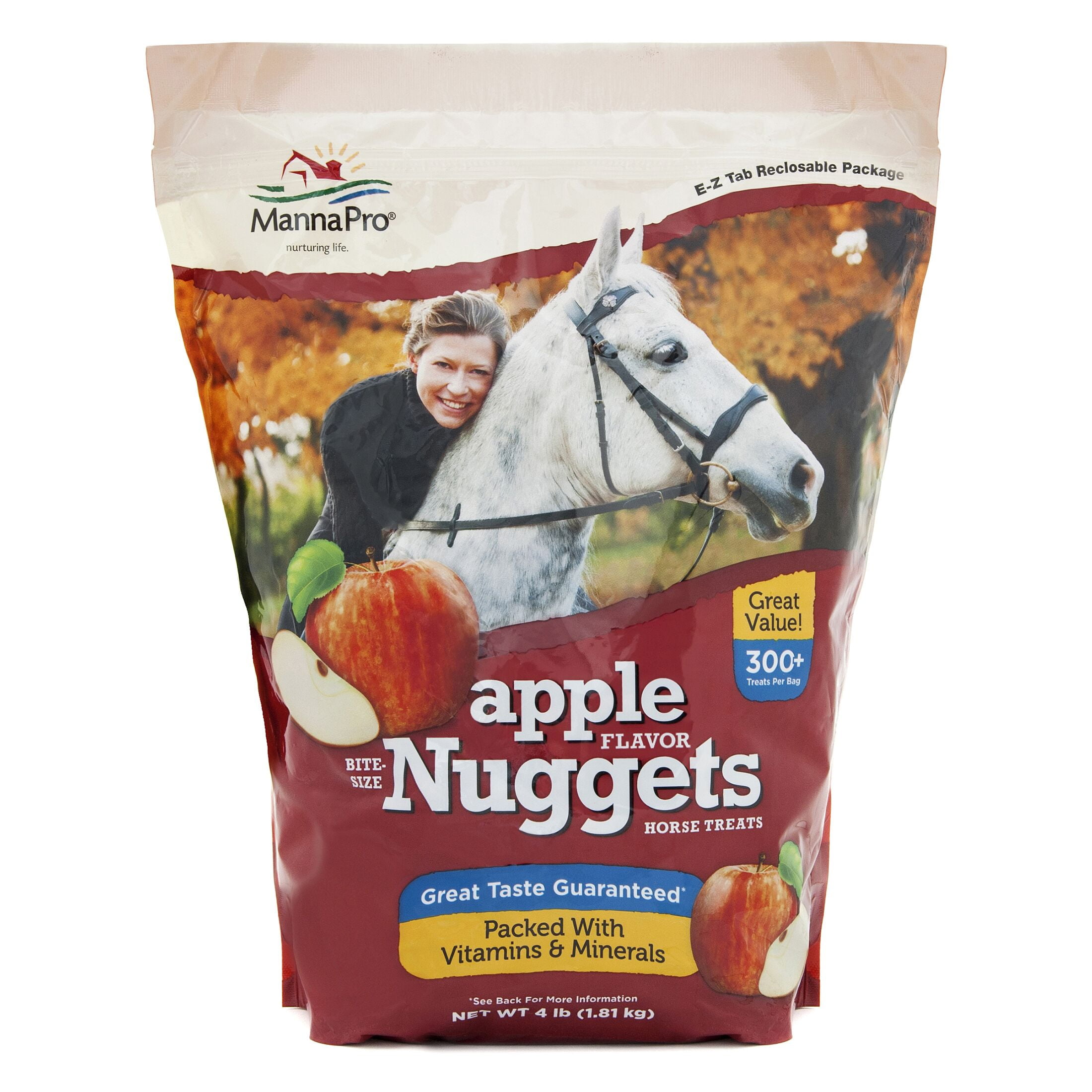 Manna Pro Bite-Size Nuggets Horse Treat, Apple Flavor, 4 lbs