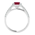 thumbnail image 3 of Mauli Jewels Rings for Women 0.75 Carat Stylish Look Diamond And Emerald Shape Created Ruby Ring 4-prong 10k White Gold, 3 of 6