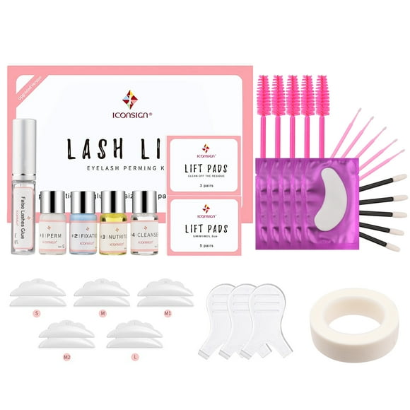 ICONSIGN Lash Lift Kit Eyelash Perm Set Semi-Permanent Eyelash Perming Curling Kit with Lift Pads Cleaning Tool