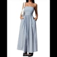 thumbnail image 2 of Vestido Maxi Informal de Verano con Bolsillos, Sin Mangas, con Tirantes y Rayas para Mujer Azul XL, 2 of 9