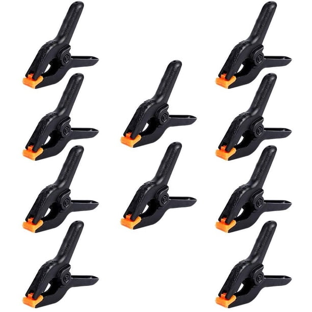 Apuakthei 10 paquetes de abrazaderas de resorte pequeñas de plástico profesionales de 3 pulgadas de alta resistencia para manualidades o clips de plástico y abrazaderas de fondo para soporte de