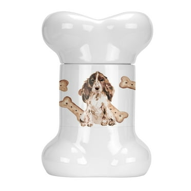 Carolines Treasures CK2346BSTJ Brown Parti Cocker Spaniel Bone Shaped Treat Jar, , multicolor