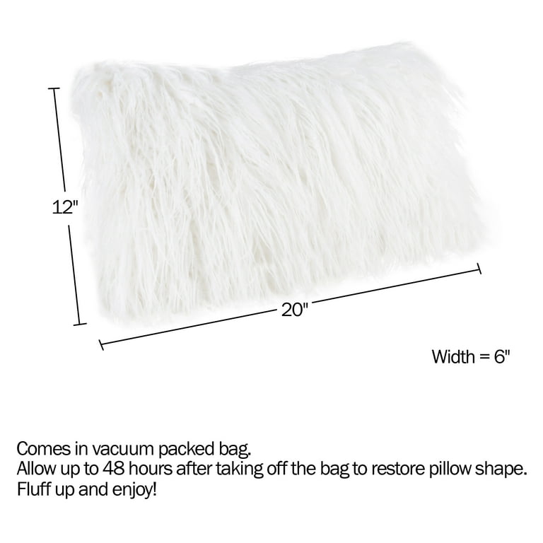 at Home Mongolian Faux Fur White Chair Pad