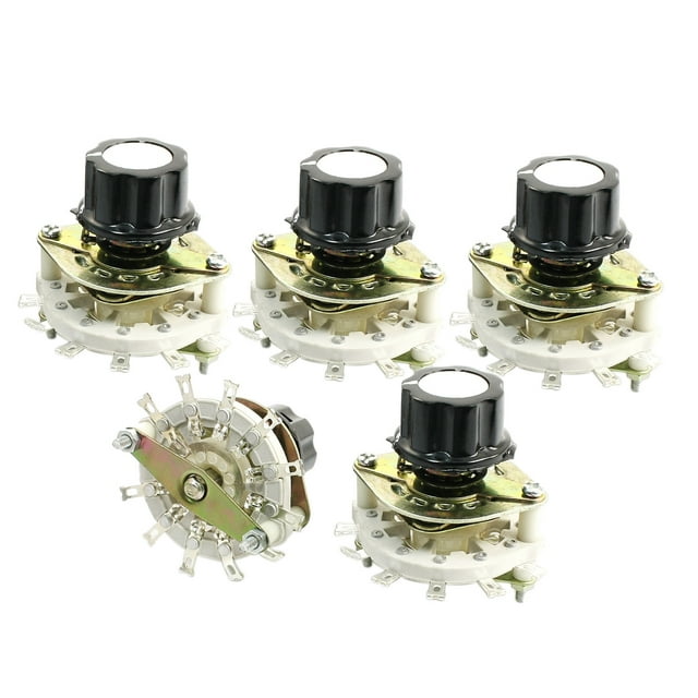 Interruptor rotativo de potenciómetro de 12 pines con eje estriado de 6 mm, 1 polo, 11 posiciones, 5 piezas