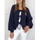 thumbnail image 3 of Suéter PRETTYGARDEN con Lazo Frontal y Mangas Abullonadas Azul Marino Talle M, 3 of 8