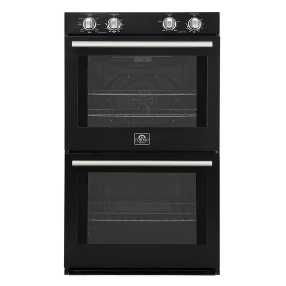 Forno Vomero 30-Inch Double Wall Oven, Black, 10 cu.ft Total Capacity, 7100W Convection, Mechanical Controls, Manuel Steam Clean