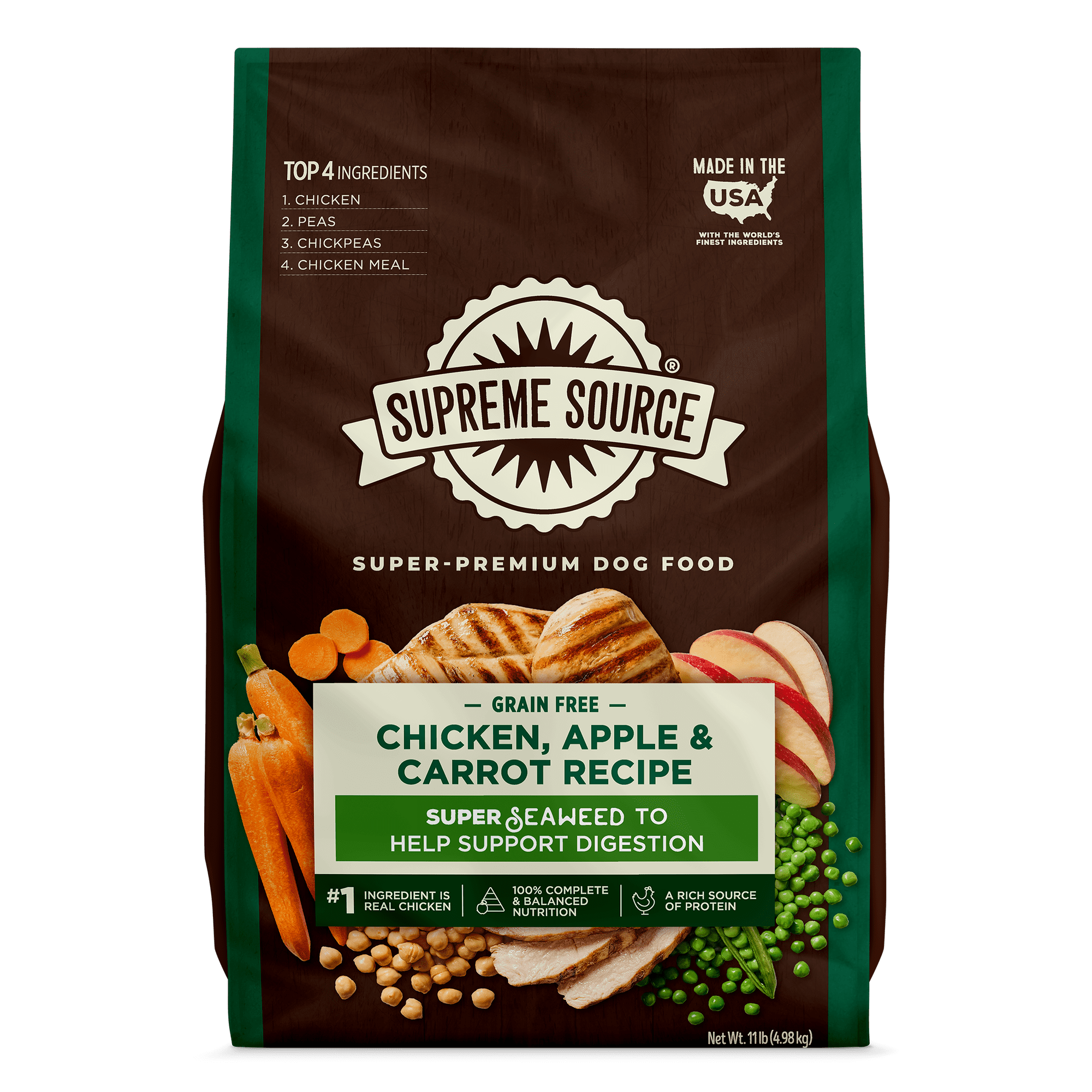 Supreme Source Grain-Free Chicken, Apple & Carrot Recipe Dry Dog Food, 11lb Bag
