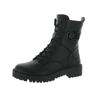 GUESS Womens Black Lace Combat Boots, Embellished, Zip-Up  display picture 1