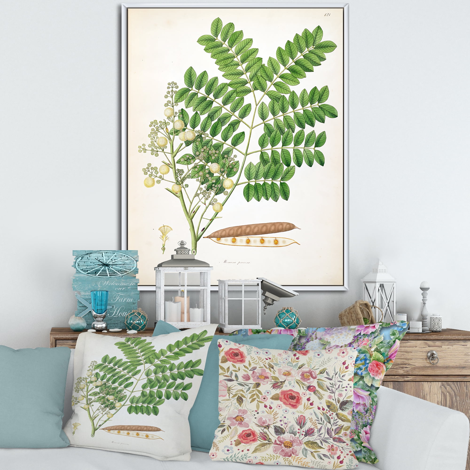Designart 'Ancient Botanicals VII' Farmhouse Framed Canvas Wall Art Print