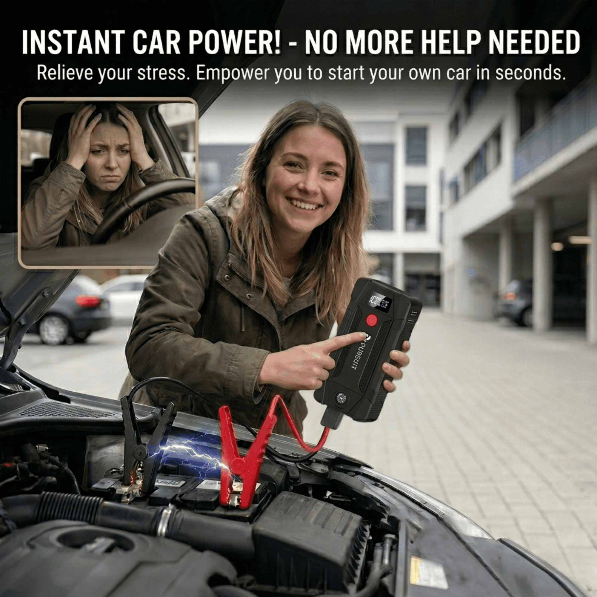 Pursuit 5000A Car Jump Starter for Travel, Compact 12V Lithium Battery Booster Jump pack with 3 Modes Flashlight for 8.0L Gas and 2.0L Diesel Engines, Ultrasafe Jump Box Power Bank