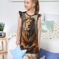 thumbnail image 4 of Fotbe Jungle Meditating Lion Vestido de Dormir para Niñas de 3 a 10 Años, Mangas Cortas, Estilo Princesa, Pijama Camisón con Mangas Voladas-Large, 4 of 6