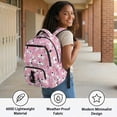 thumbnail image 5 of HUIACONG Pink Cat Print School Backpack for Kids Teens Age 5-16, Water Resistant School Bag with Adjustable Cushion Straps, Multi Pockets Sturdy Lightweight Bookbag for School & Travel, 5 of 7