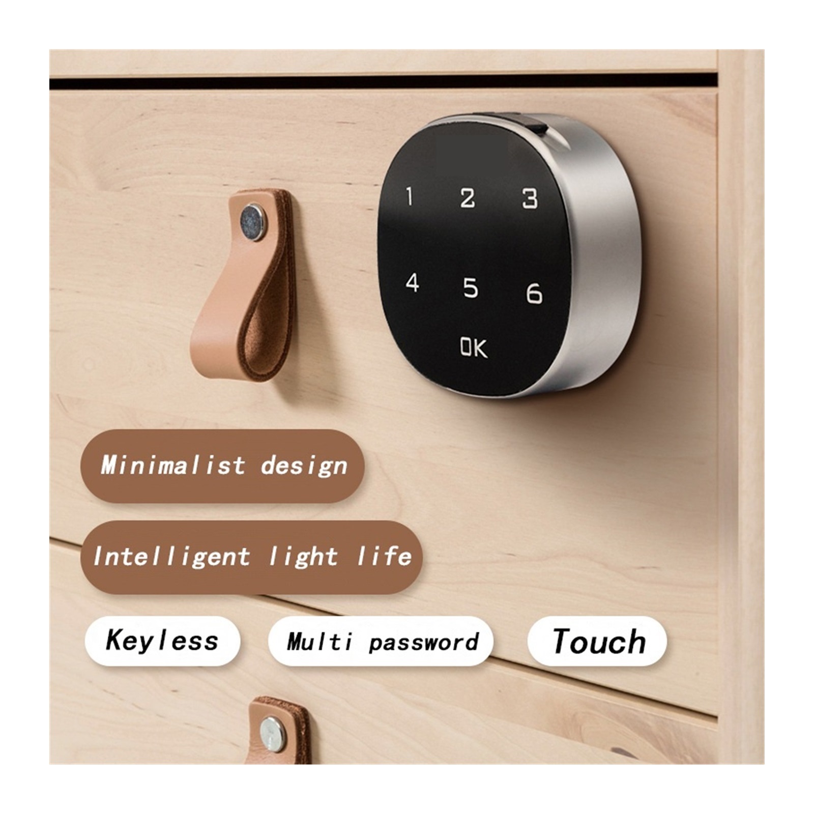 Fingerprint Lock Touch Screen Digital Security Lock Wood Cabinet Keypad Drawer Office Digital Electronic Lock ,Integrated Smart Home