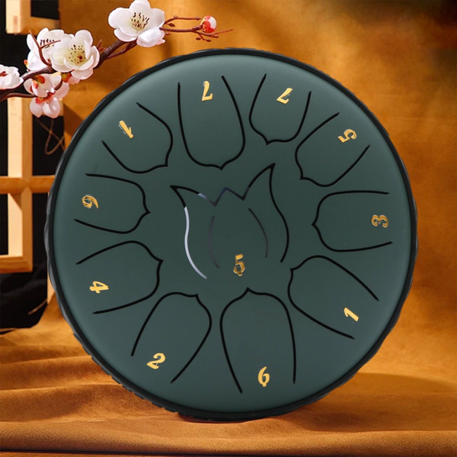 Wovilon Steel Tongue Drum (Stone green) - 11 Notes 6 inches - Percussion Instrument -Handpan Drum with Bag, Music Book, Mallets, Finger Picks