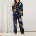 thumbnail image 3 of Kll Solar System Print Women'S Long Sleeve Pajamas With Pants Sleepwear Loungewear 2 Set-X-Large, 3 of 9