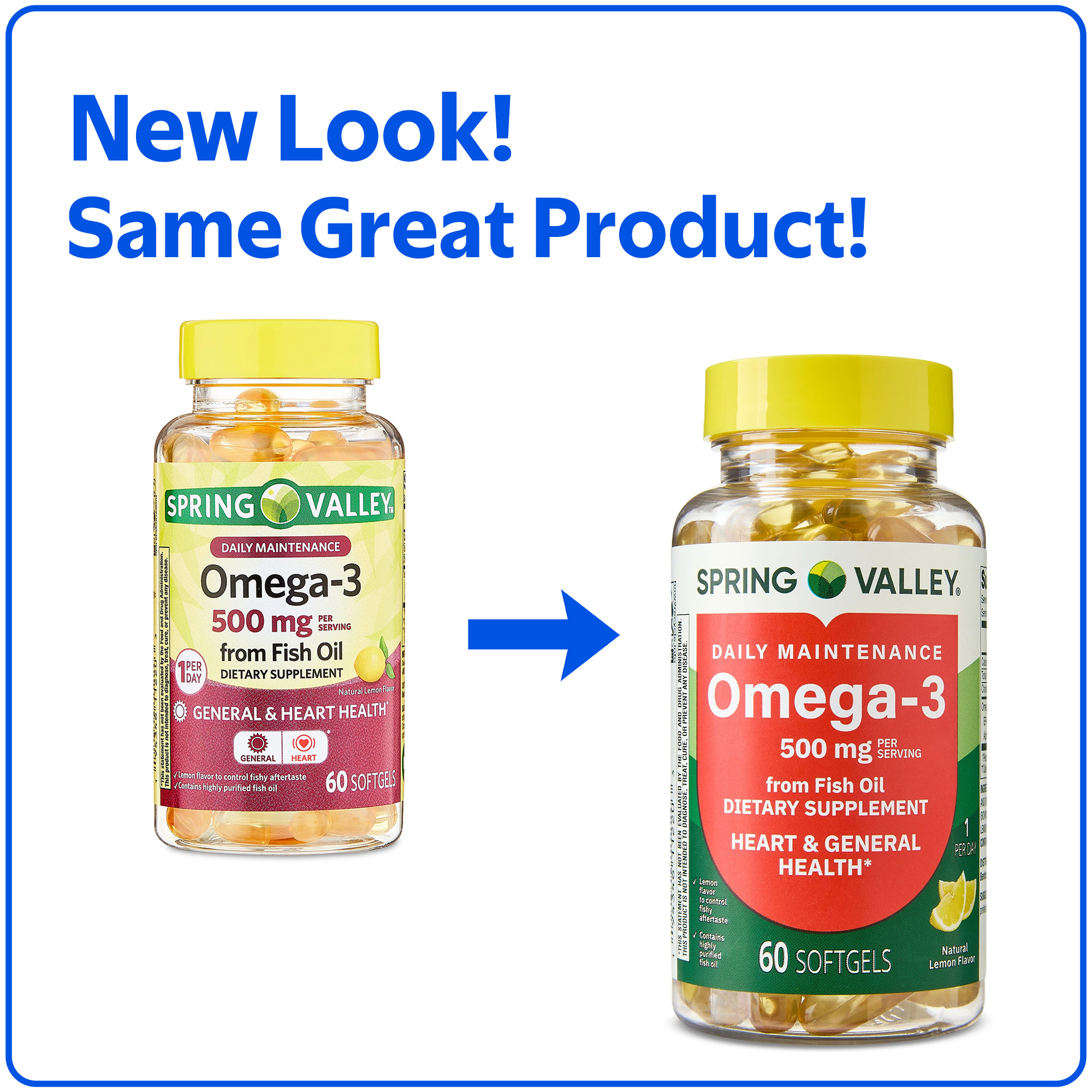 Spring Valley Fish Oil Omega-3 500mg, 60 Softgels photo 2
