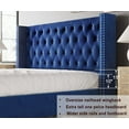 Jocisland King Bed Frame with Wingback Headboard, Velvet, Diamond Tuft