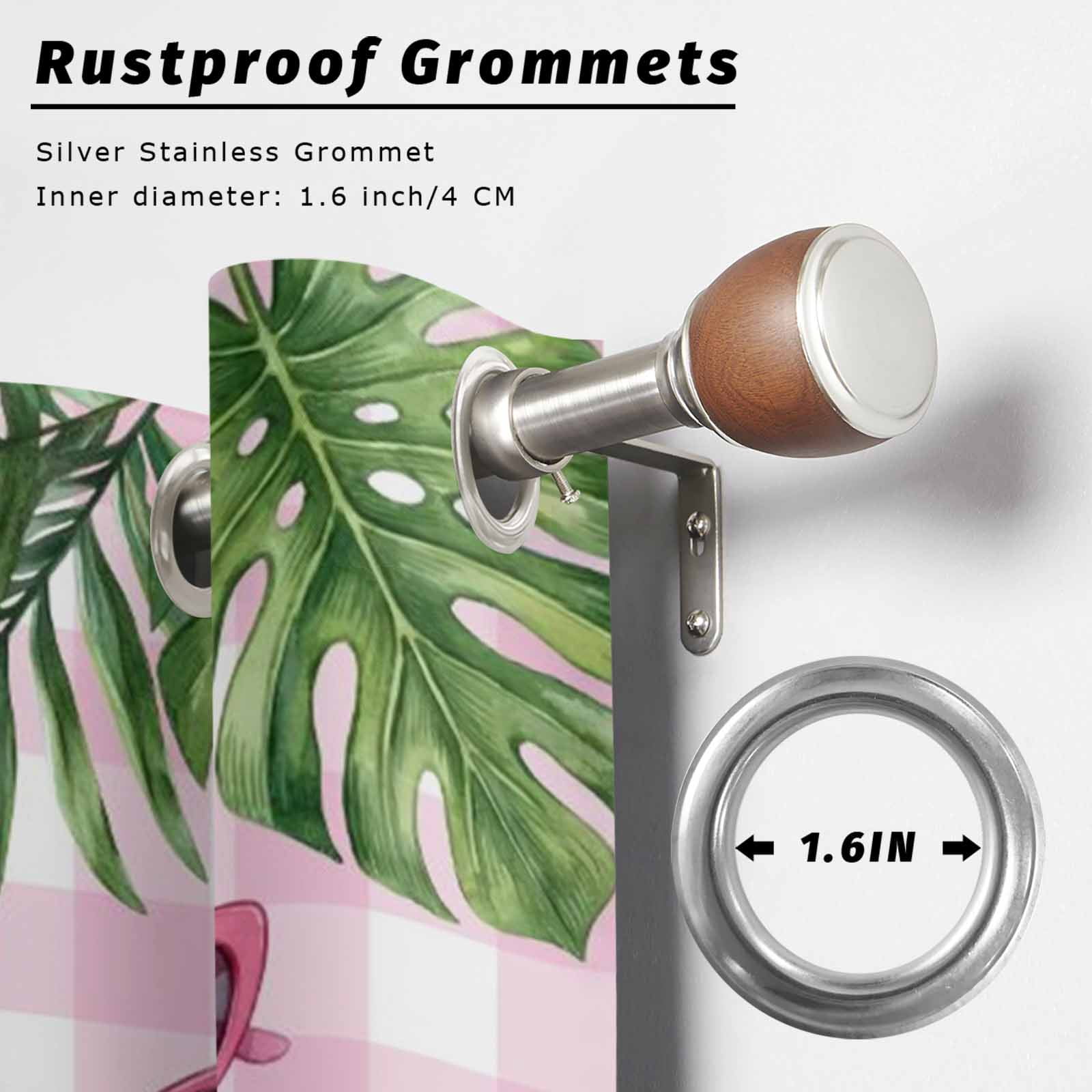 Summer Ocean Surfboard Outdoor Curtains for Patio, Beach Slippers Flower Palm Leaf Pink Plaid Sunshade Privacy Drapes Grommet Waterproof Outside Curtains for Porch/Cabana/Balcony 54"x 108", 1 Panel