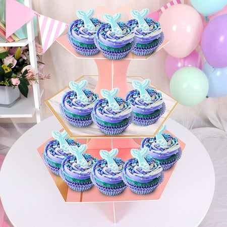 

Sink Holder 3-Tier Cardboard Cupcake Stand Dessert Tower Treat Stacker Platter Food Display