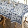 thumbnail image 2 of Rectangle Tablecloth - 60 x 84 Inch Blue Floral Birds Rustic Tablecloth Classic French Country Printed Table Cover for Farmhouse Decoration, Suitable for Home, Kitchen Dining, 2 of 6