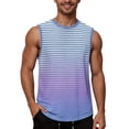 thumbnail image 2 of Striped Tank Tops for Men Gradient Color Crewneck Sleeveless Shirt Summer Casual Beach Vacation Tops, 2 of 6