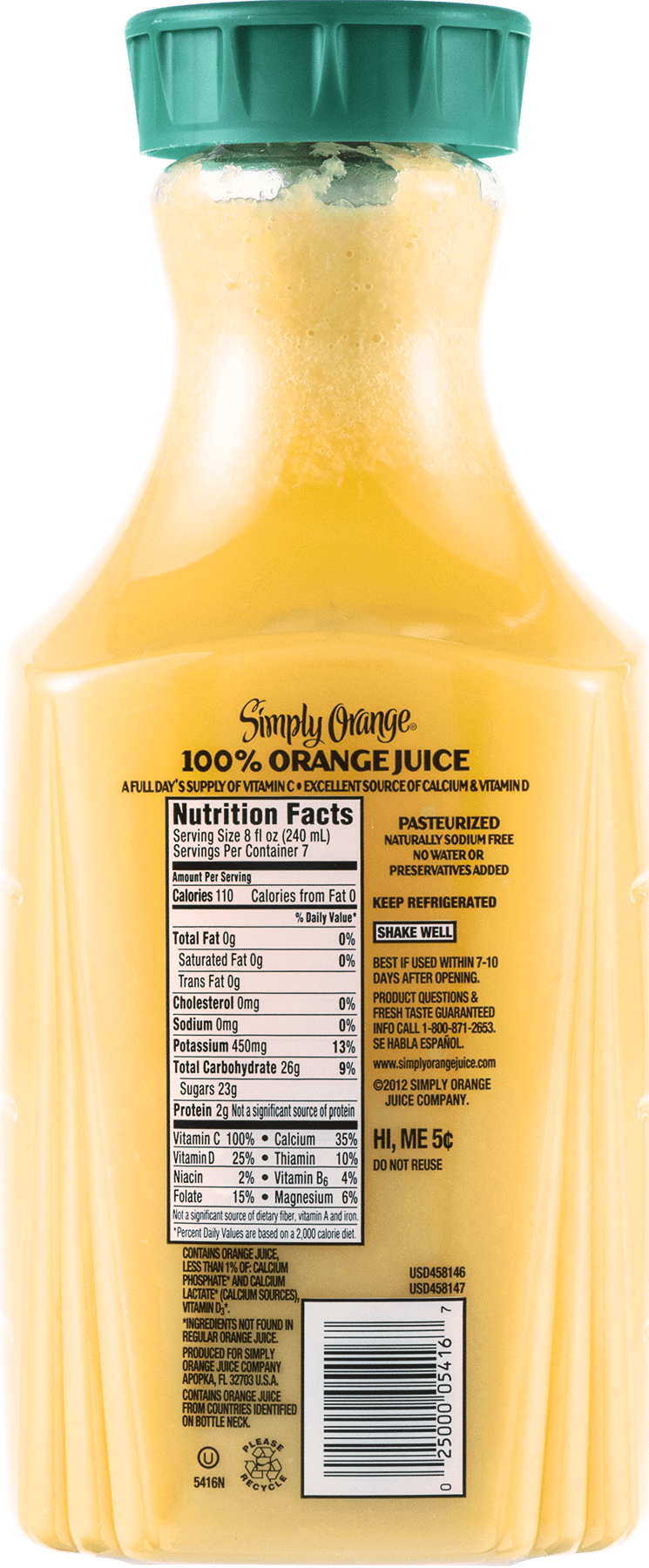 Simply Orange Juice Calcium Nutrition Facts Besto Blog