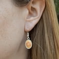 thumbnail image 3 of Autumn Fall Wreath Sunflowers Novelty Dangling Drop Oval Charm Earrings, 3 of 3