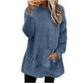 thumbnail image 2 of lcziwo 2024 Womens Fuzzy Sherpa Fleece Sweaters Casual Crewneck Sweatshirt Pullover Plain Casual Loose Cozy Winter Loungewear with Pockets, 2 of 6