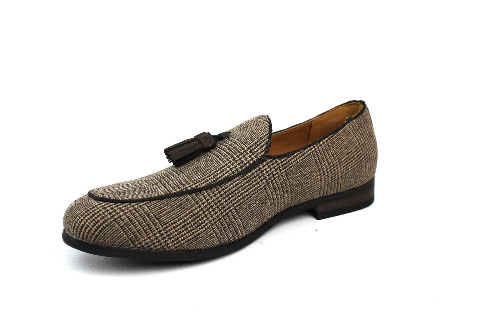 Genuine Fabric Plaid Black Houndstooth Slip On Men display picture 1