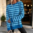 thumbnail image 2 of Dzrciro Sweatshirt for Women, Stripe Long Sleeve Crew Neck Navy Pullover Tops with Scalloped Hem, Fall Casual Loose Comfy Sweatshirts S-2XL, 2 of 8