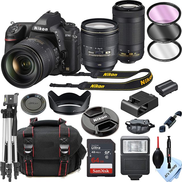 Nikon D780 DSLR Camera with 24120mm VR and 70300mm VR Lenses + 32GB