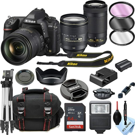 Nikon D780 DSLR Camera with 24-120mm VR and 70-300mm VR Lenses + 32GB Card, Tripod, Flash, and More 19pc Bundle