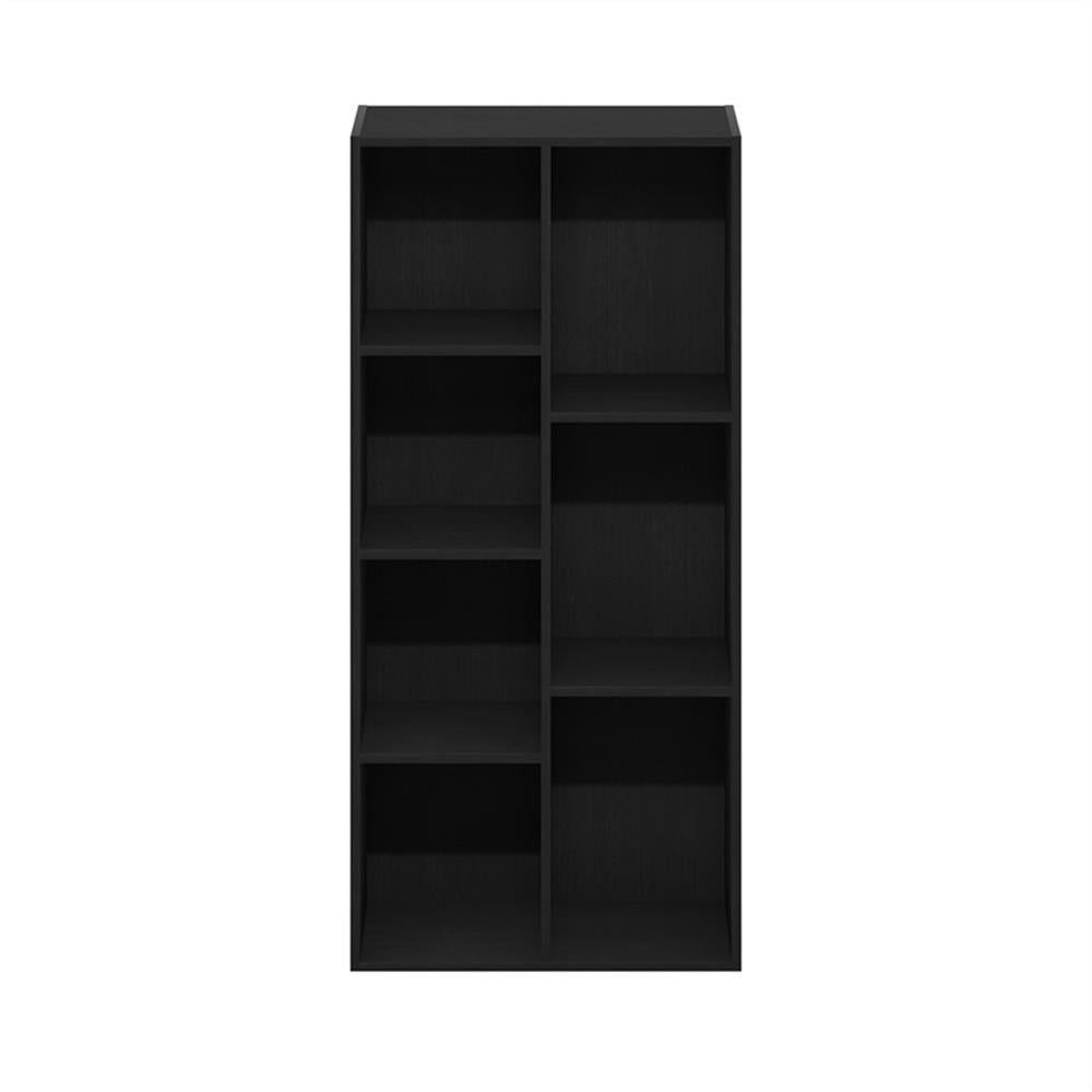 Maklaine Contemporary 7-Cube Reversible Open Shelf in Blackwood