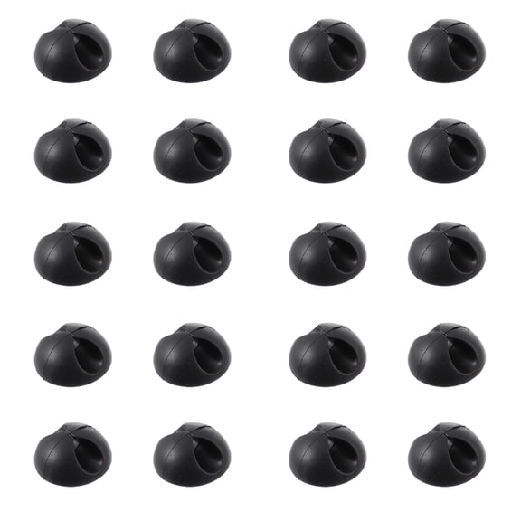 KALLORY 20Pcs Rubber Cable Clip Black Rectangular for Desk Cord Holders Home Organization