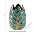 thumbnail image 5 of Modern Ceramic Vase for Home Decor - Sculpted Accent Decor for Living Room Decor, Bedroom Accent, Tabletop, or Office Shelf Decor - Decorative Contemporary Flower Vase - 8" Turquoise & Gold, 5 of 13