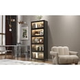 thumbnail image 6 of 76.75" Tall Iron Display Cabinet with Glass Doors, 5-Tier Steel Barister Bookcase with LED Lights for Collectibles, Modern Style Curio Cabinet for Home Living Room Office Study & Playroom - Black, 6 of 9