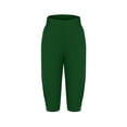 thumbnail image 4 of MLQIDK Yoga Capri Pants for Women Dressy Casual Yoga Leggings Knee Length High Waisted Lightweight Leggings Trendy Summer Pedal Pushers with Pockets Dark Green M, 4 of 6