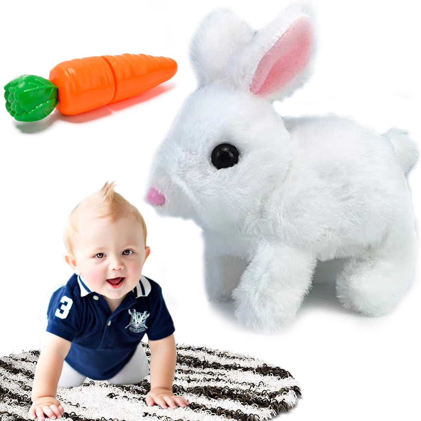 Interactive Bunny Toys for Kids 6" Cute Walking and Talking Bunny Stuffed Animal Easter