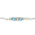 thumbnail image 2 of 925 Sterling Silver and 10K Yellow Gold Peach Morganite Swiss Blue Topaz and White Lab Grown Diamond Tennis Bracelet for Women (1.72 Cttw, Gemstone October Birthstone, Fully Adjustable up to 9 inch), 2 of 4