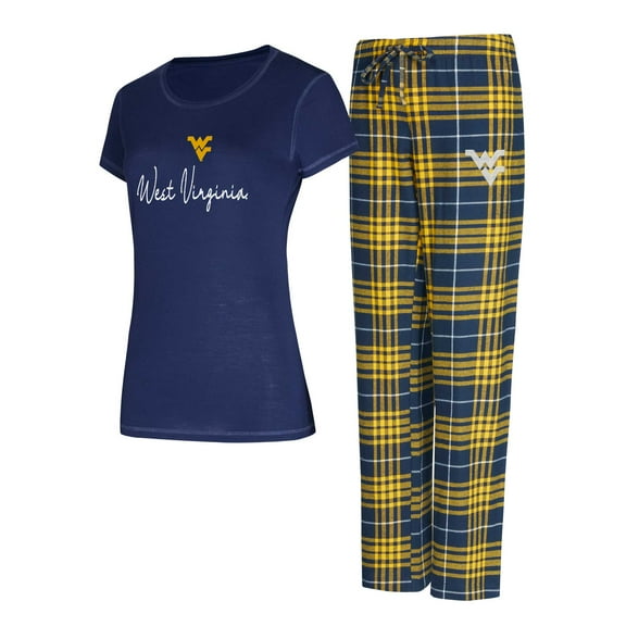 Women's Concepts Sport  Navy West Virginia Mountaineers Vector Top & Flannel Pants Sleep Set