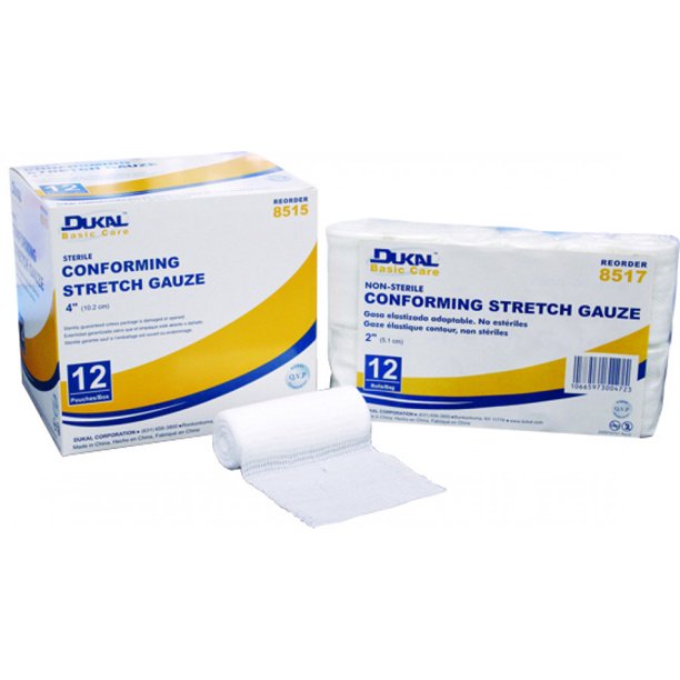 Dukal Basic Conforming Stretch Gauze Bandages, N/S, 4", Case (96 ct